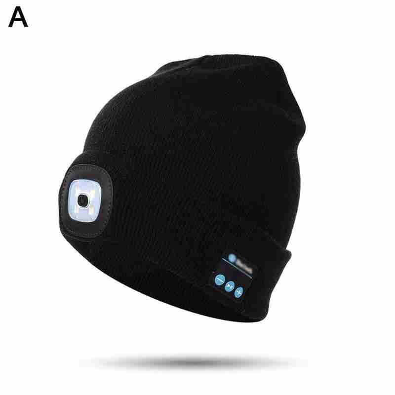 Bonnet tricoté avec lumière écouteur bluetooth chapeau avec LED en plein air alpinisme lumière lumineuse chapeau LED LED V7V1: A
