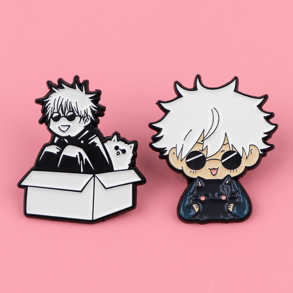 4pcs anime Jujutsu Kaisen Brooch Cute Gojo Satoru Itadori Yuji lapel badge backpack shirt clothes Jewelry Accessories: Blue