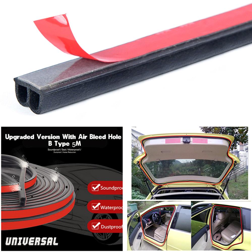 5M B Shape Car Door Seal Strips Weatherstrip Rubber Seals Sound Insulation Sealing Sticker Decoration Strip Car Interior