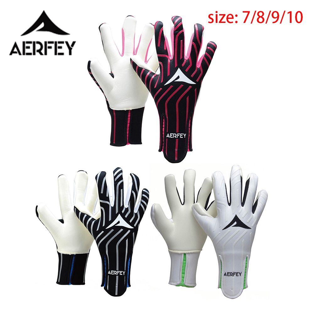 Aerfey fotbollsmålvaktshandskar latex 4 mm förtjockade skydd målvakt sport fotbollsmålvakt fotbollshandskar
