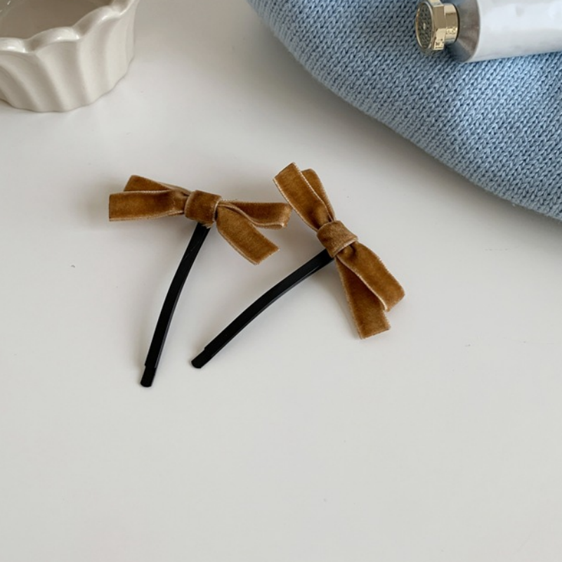 Paquete de 2 pinzas para el pelo con lazo de terciopelo negro para niña, diademas para niña, pasadores, bandas elásticas para el cabello para mujer: Rojo