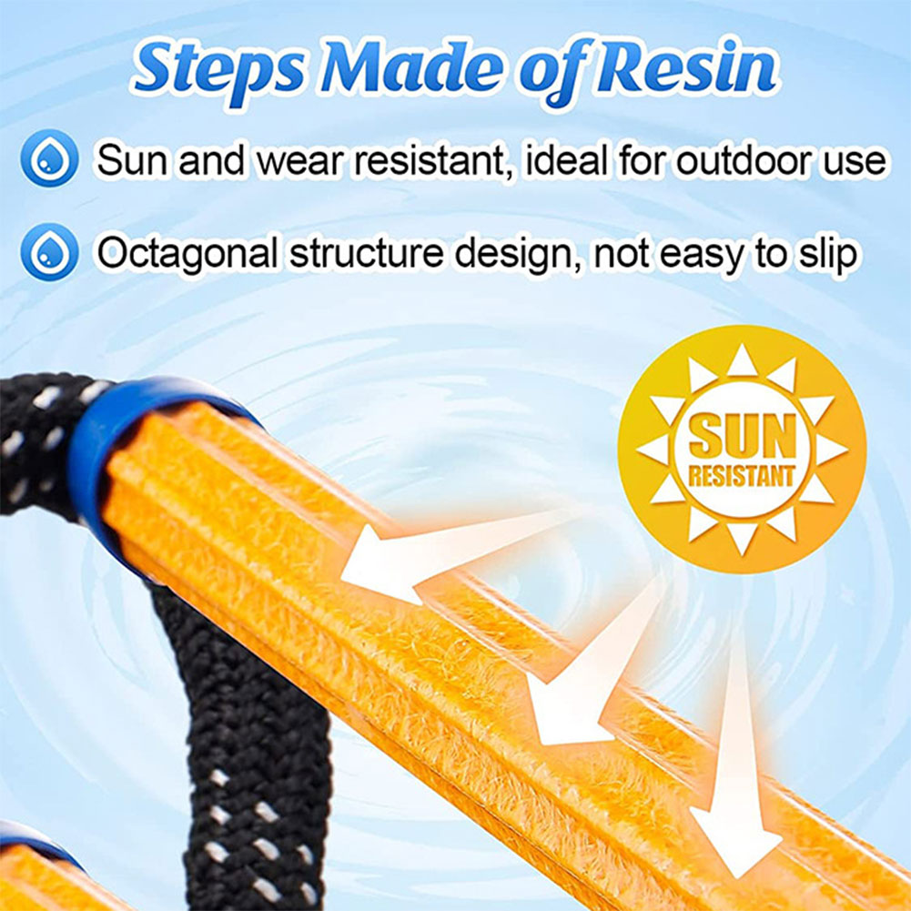 4 Step Marine Rope Ladder Folding Portable Rope Boarding Ladder Swim Ladder for Inflatable Boat Kayak Motorboat Canoeing