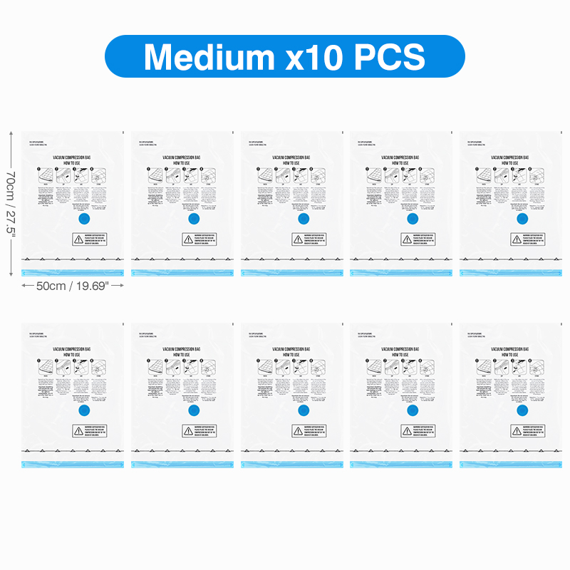Sacchetti di stoccaggio sottovuoto 8-18 pezzi Borsa salvaspazio Pompa ad aria ricaricabile da viaggio Vari sacchetti sigillanti Pompa per comprare vestiti Coperta Bagagli: Blu