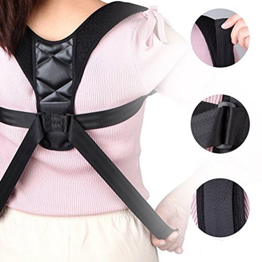 Corrector de postura para hombros y espalda, soporte para Rotura de clavícula, negro