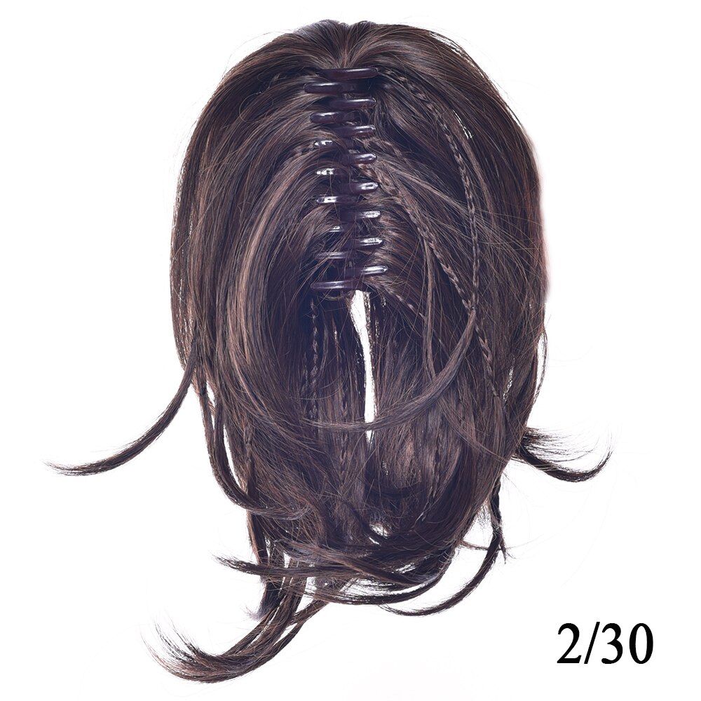 Soowee trenza de pelo sintético cabello rubio negro Clip en extensión de cabello cola de Pony recta Cola de Caballo gris garra para mujeres