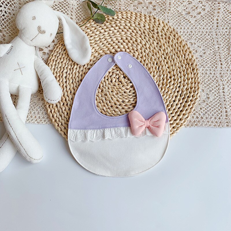 Bavoir en coton pour bébé, joli nœud papillon, serviette de salive pour garçons et messieurs, col en dentelle pour filles
