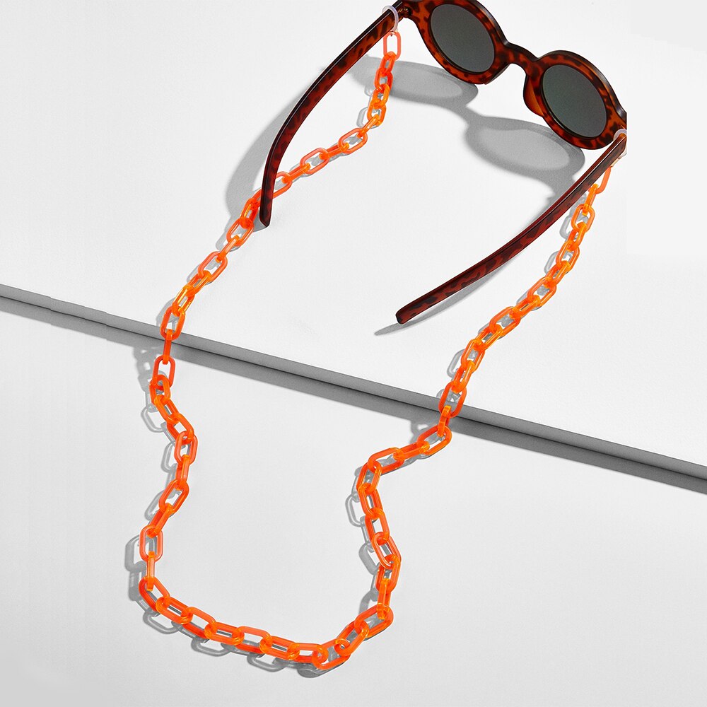 70cm Acryl Sonnenbrille Kette Mehrfarbig Lesebrille Schlüsselband Gurt Einstellbare Nacken Kette Brillen Schlüsselband: Orange