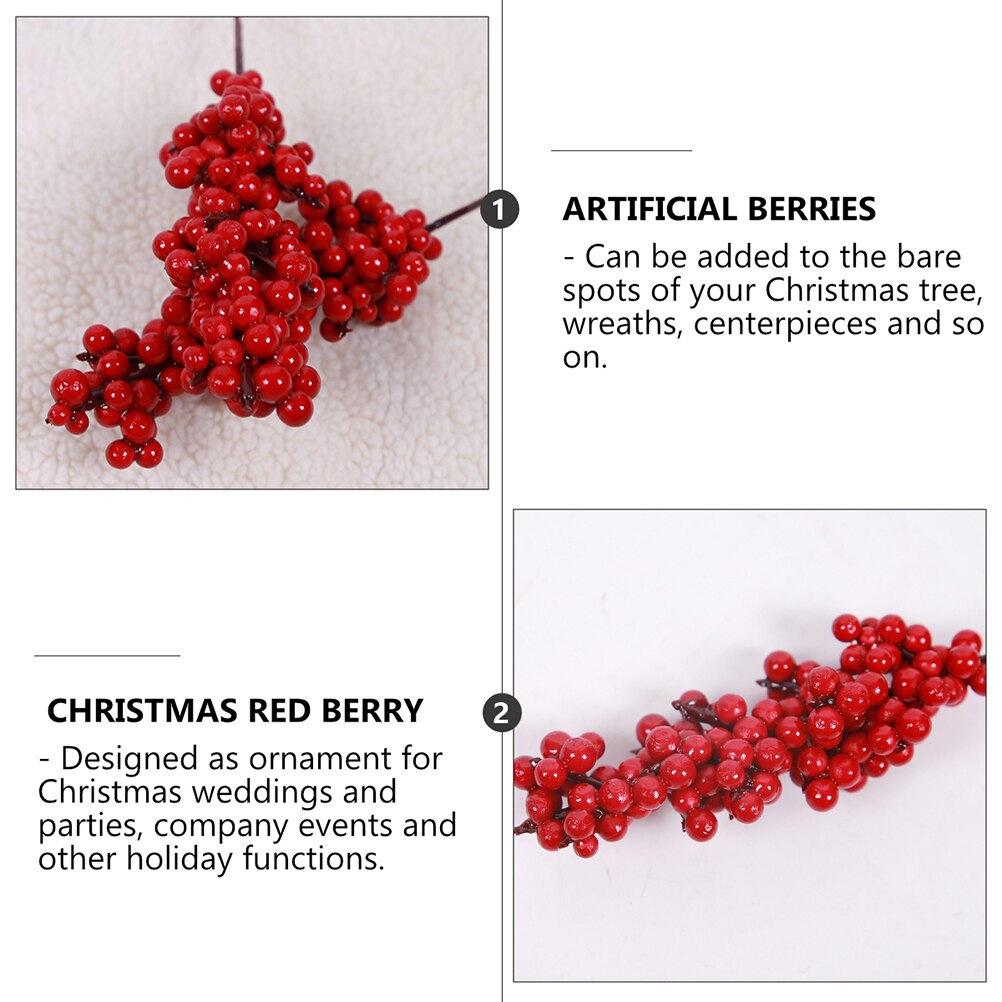 6pcs Chrismas Tree Red Berries Chic Practical Xmas Berries Decoration Artificial Berries for Xmas Tree Shop Party A50