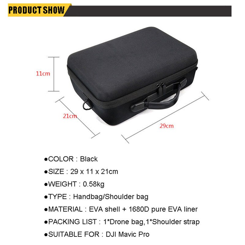 Anordsem Hardshell Waterproof Drone Bags Carry Case Portable Storage Box Shell With Shoulder Strap For DJI MAVIC PRO