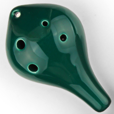 Ocarina-Colgante de cerámica con 6 agujeros para principiantes, Ocarina pequeña de boca larga, tono Alto C, recuerdo turístico, juguetes de enseñanza, 4 colores: Green