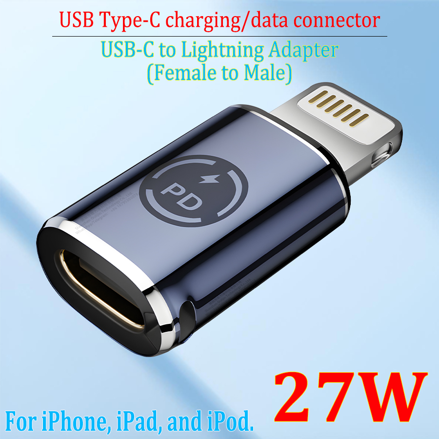 USB Type-C PD 20/27W charging data connector for iPhone, iPad, iPod, USB-C to Lightning adapter, female to male, multiple styles: Option 8
