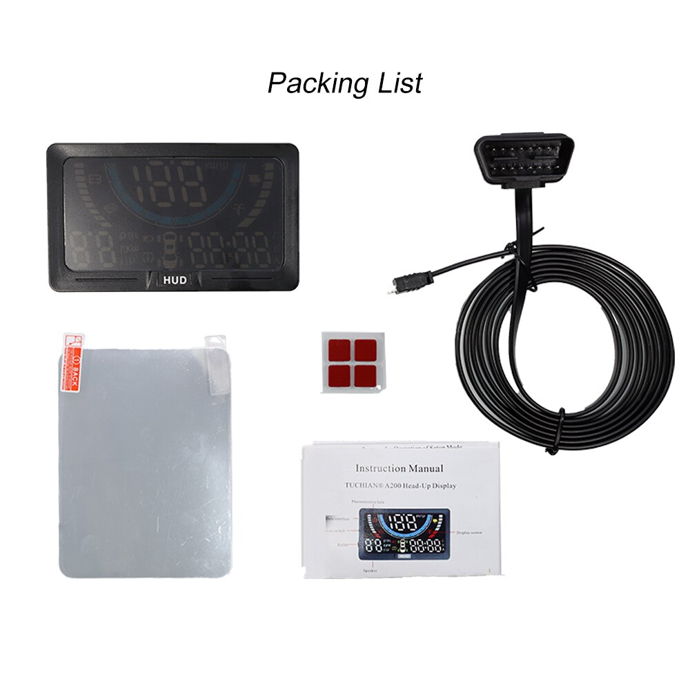 Vjoycar V200 OBD2 Voorruit Hud Projector Auto Head Up Display Gear Herinnering Auto Snelheidsmeter Gauge Display Koelvloeistof Temp.