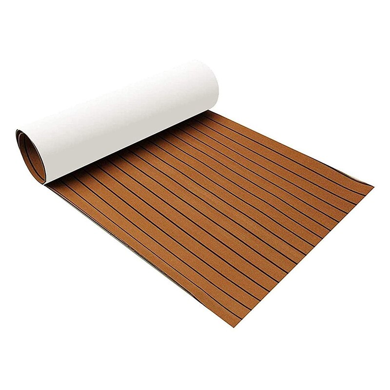 Plancher de bateau en mousse EVA, Imitation teck auto-adhésif, 2400x450mm, accessoires de Yacht: Brown   Black