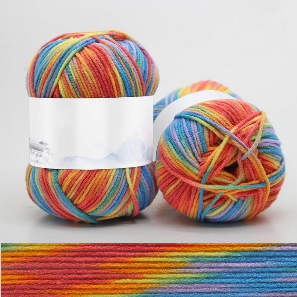 4 -sektionsfärgning mellantjock mjölkbomull mjukt babygarn för handstickning 50g/- kulor virkad babyulltråd: 2
