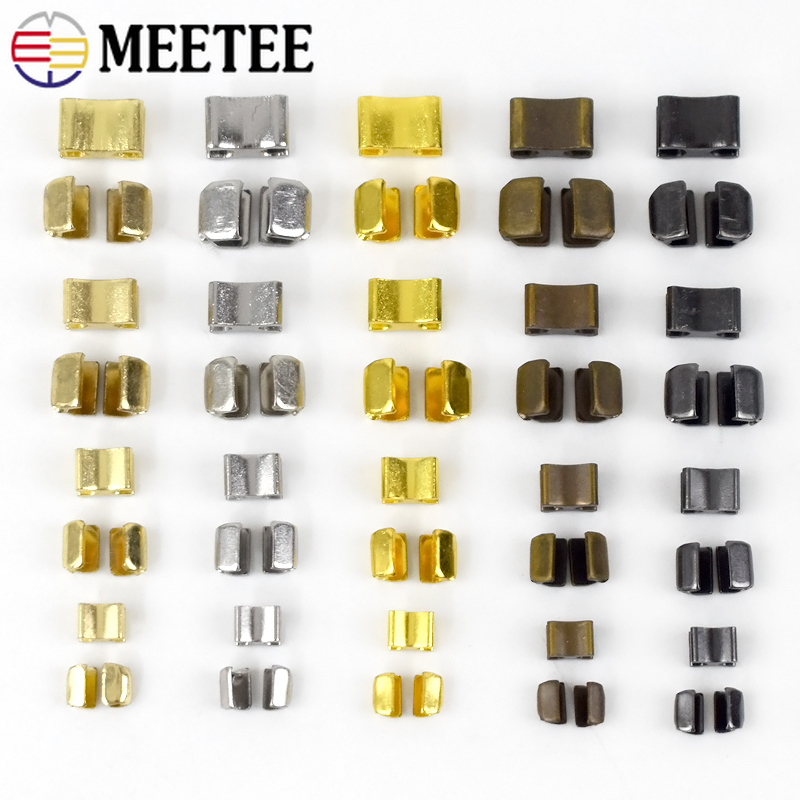 20/50/100Sets Meetee 3# 5# 8# 10# Metal Zipper Stopper U Code Non-slip Tail Stop Garment Zip Repair Kit DIY Sewing Accessories