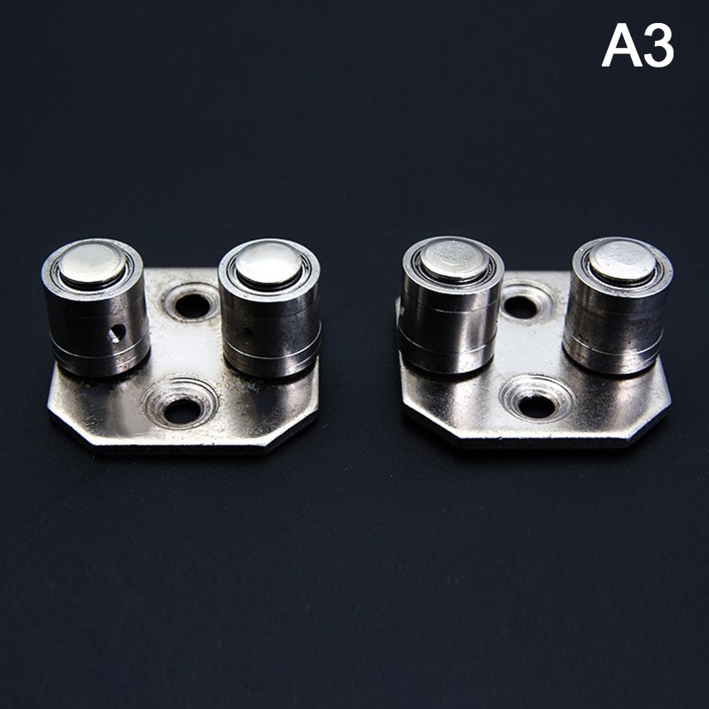 2Pcs Floor Mount Sliding Wooden Door Guide Roller Retainer Top Hung Pivot Brass Wheel Bottom Grooved: WHITE