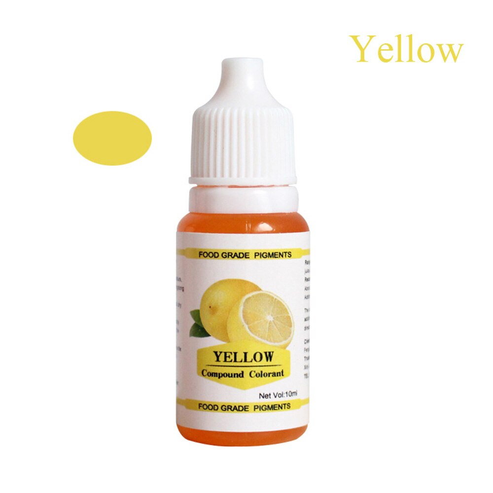 12 Kleuren 10Ml Macaron Ijs Cake Kleurstof Ingrediënten Cake Fondant Bakken Cake Eetbare Kleur Kleurstof Alimentaire: Yellow