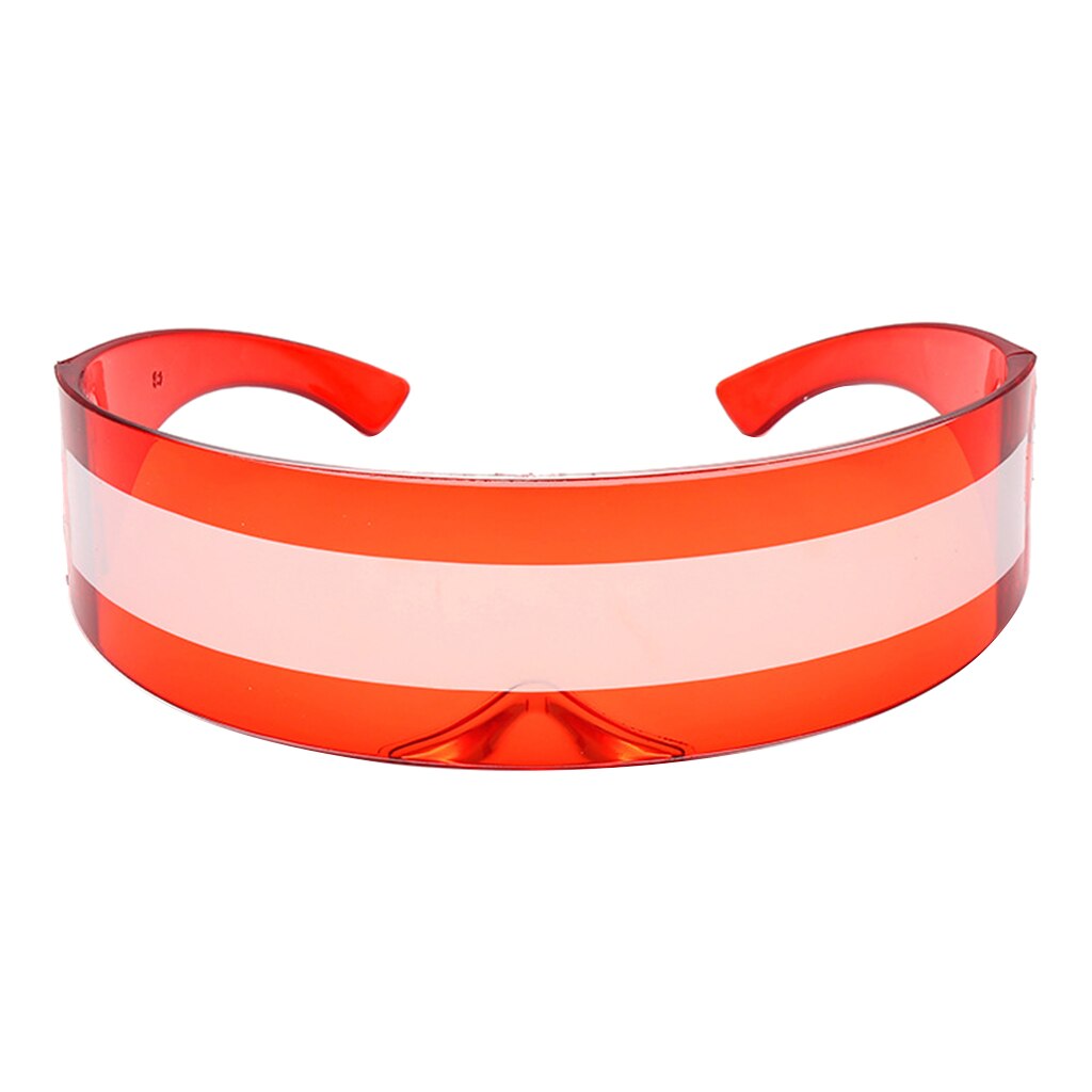 Cyclops Shield – lunettes de soleil en plastique, lentille de couleur néon, lunettes de soleil à chaîne en plastique, futuriste, verres miroir: Red