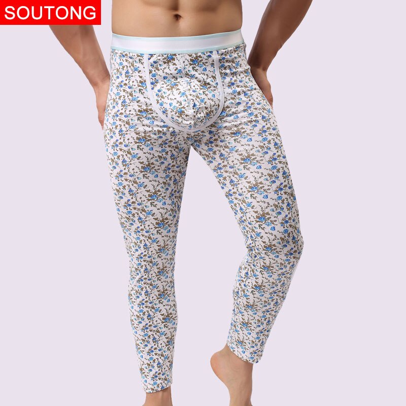 Soutong Winter Warm Men Long Johns Cotton Printed Thermal Underwear Men Thermo Underwear Long Johns Underpants qk06