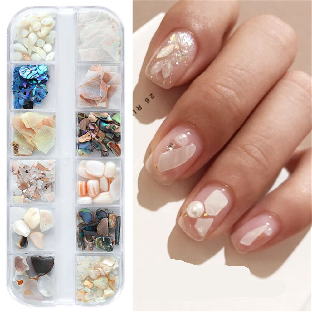1 doosje schelpensteen nagels kunst pailletten voor nagel uv gellak decoratie van nagelaccessoires