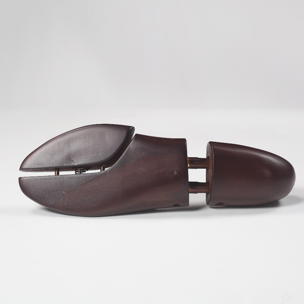 Menns seder tre sko trær metall knott justerbar sko pleie retro brun maling