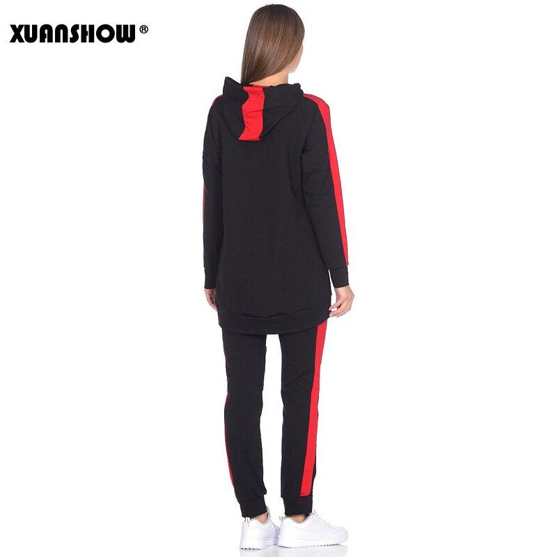 XUANSHOW Autumn Winter Female 2 Piece Set Tracksuit For Women Long Sleeve Long Hoodies+Pants Two Piece Set Outfit Women Suit