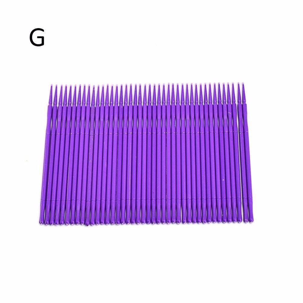 100 stks/zak Wegwerp Micro Borstel Wimpers Extension Wattenstaafje Pro Micro Borstel Individuele Lash Verwijderen Voor Wimper Extensions Tools: Deep Purple (S)