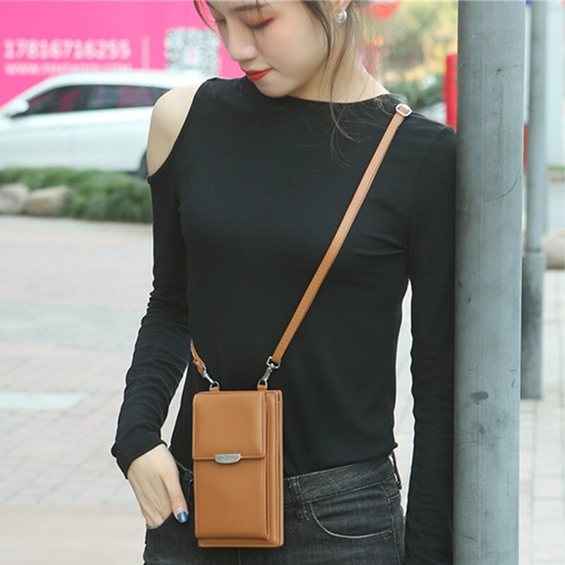 Kleine portemonnee met kaarthouder, damestasje voor mobiele telefoon, schoudertas met gesp, roze mini-handtas met grote capaciteit, portemonnee voor schattig meisje