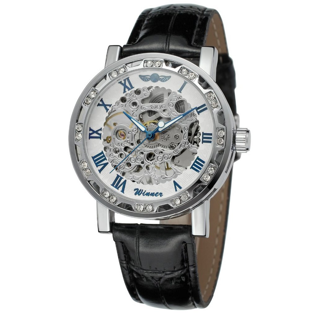 Mannen Mode Klassieke Lederen Riem Roestvrij Staal Lichtgevende Pointer Draagbare Mannen Mechanische Horloges: 7