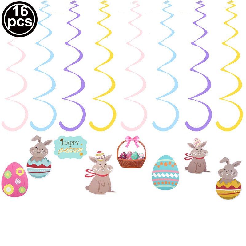 Easter Hanging Swirl Decorations Ceiling Hanging decor Easter Bunny Eggs Chick Carrot for Home Office School Easter Party decor: AB