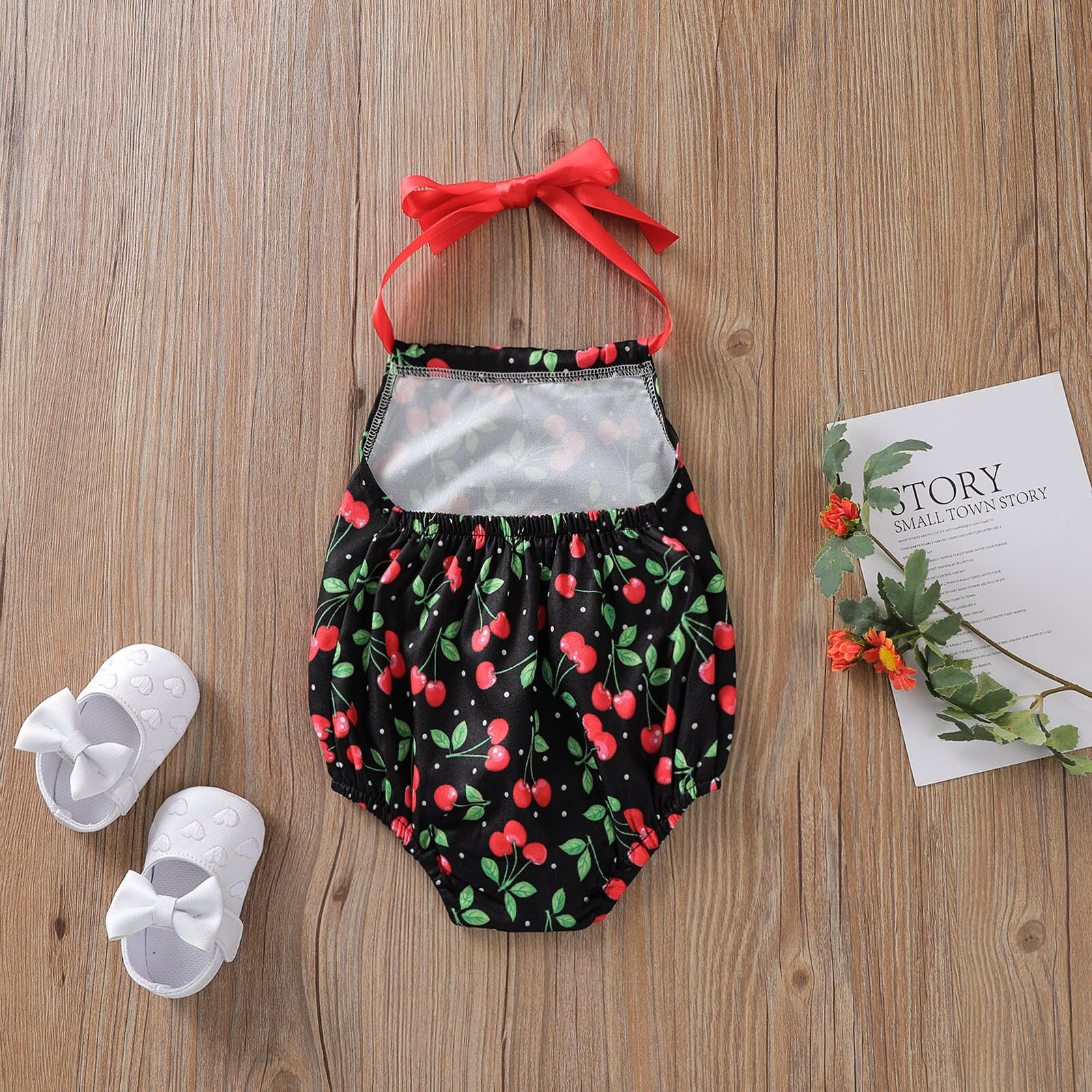 Focusnorm Pasgeboren Baby Meisjes Jongens Een Stuk Rompertjes Fruit Gedrukt Strapless Riem Backless Jumpsuits 0-24M