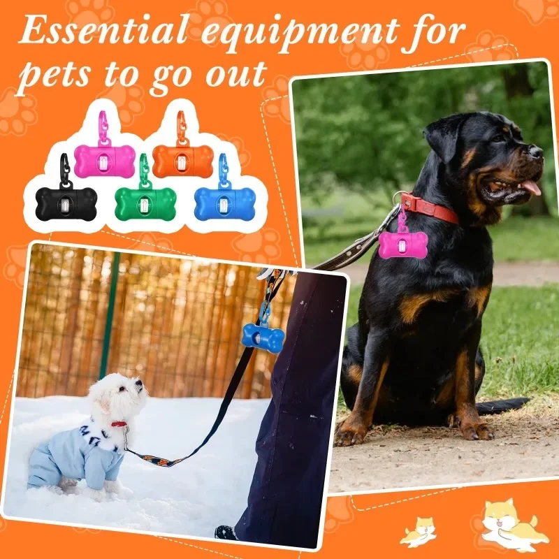 Sac de merde de chien distributeurs en forme d'os avec sacs de déchets pour animaux de compagnie sacs de déchets de chien sacs de merde sur un rouleau sac de merde de nettoyage