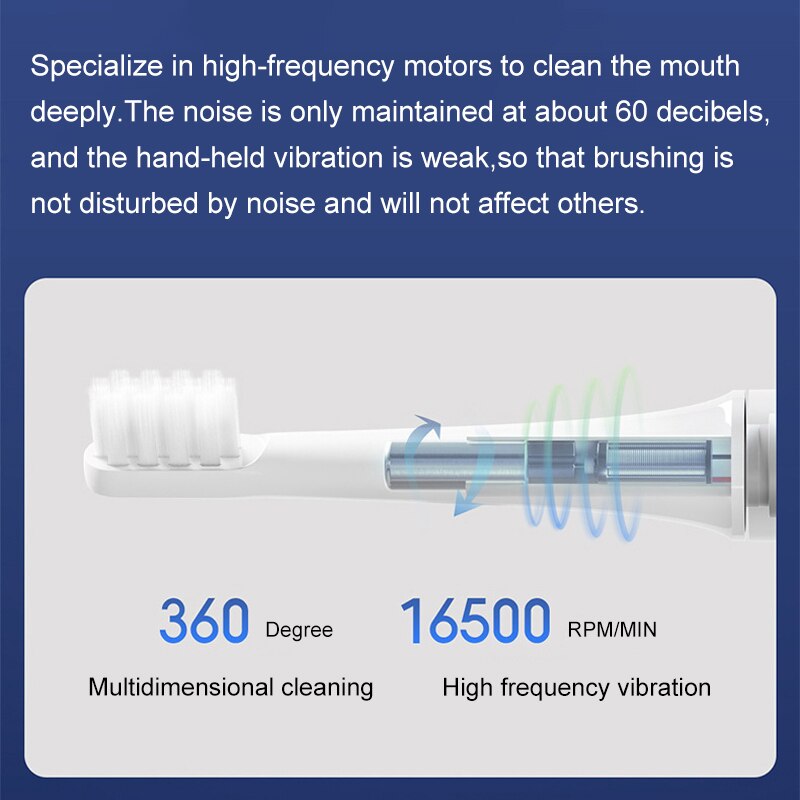 XIAOMI MIJIA Sonic Electric Toothbrush T100 IPX7 Waterproof Rechargeable Toothbrush Adult Ultrasonic Automatic Tooth Brush