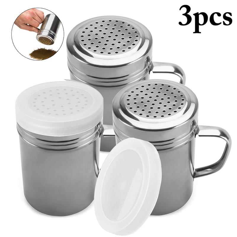 1/3pcs Seasoning Bottle Stainless Steel Seasoning Shaker Spice Bottle With Plastic Lid Kitchen Tools: 3pcs