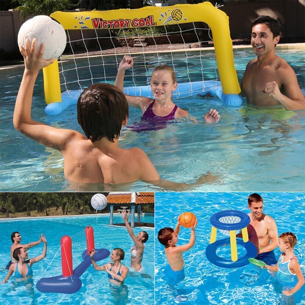 Børn dreng spiller oppustelig strand flydende bøjler swimmingpool legetøj børn boldspil volleyball basketball vandsport
