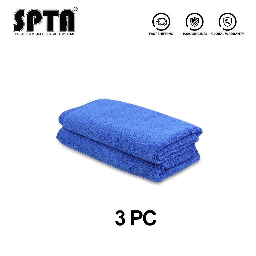 SPTA-paño de lavado absorbente cuadrado suave, 40x40 cm, cuidado del coche, limpieza de microfibra, toallas de mano duraderas, multifunción, azul/verde: 3 Pcs Blue
