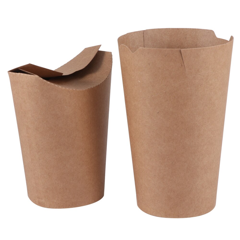 50 Stuks Wegwerp Kraftpapier Afdichting Cups Ijs Container Ei Rookwolken Cup Voor Frieten Popcorn Kip (Bruin)