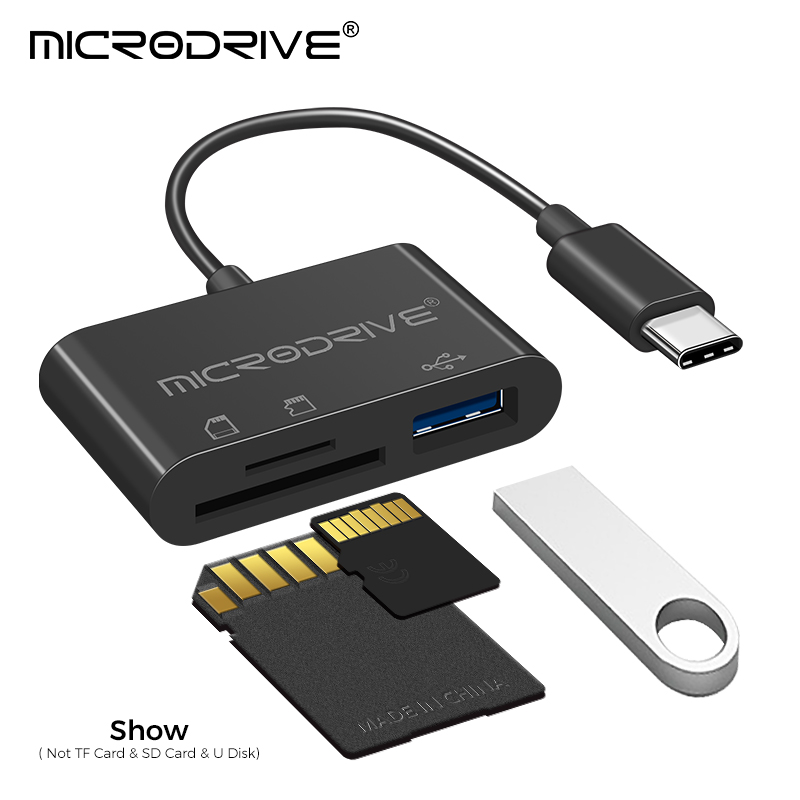 Microadaptador 3 en 1 tipo C, lector de tarjetas de memoria TF, CF, SD, escritor, USB-C Flash compacto para IPad Pro, Huawei, Macbook, USB tipo c