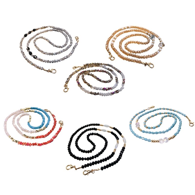 Ręcznie pleciony imitacja kryształu maska łańcuszek smycz okularowy anty-zgubiony uchwyt biżuteria naszyjnik z koralików pasek smycz