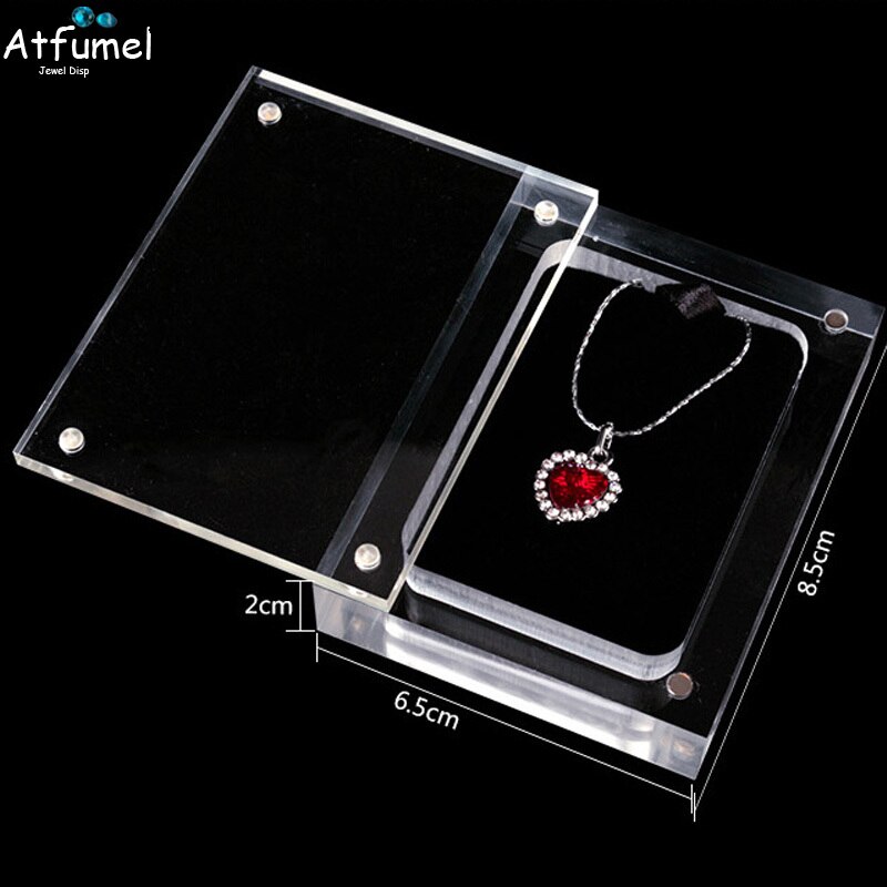 Acrylic Diamond Jewelry Storage Box Transperant Magnet Lid Bracelet Pendant Ring Earring Display Case Gem Stone Box