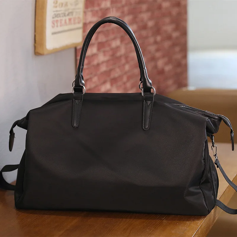 Mode reistas Draagbare plunjezak Korte stof Lichtgewicht Oxford Grote maat bagage draagtas Handtas voor mannen en vrouwen: Black