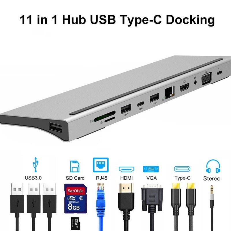 USB C Dock MST Dual HDMI-compatible Dual Screen Dual Display Adapter Hub, Laptop Docking Station for Lenovo ThinkPad HP Dell XPS