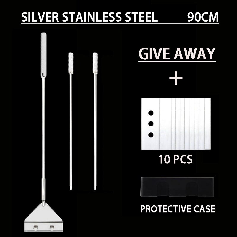 Aquarium stainless steel fish tank algae removal scraper blade aquatic plants aquatic cleaning multifunctional cleaning tool set: B-90cm