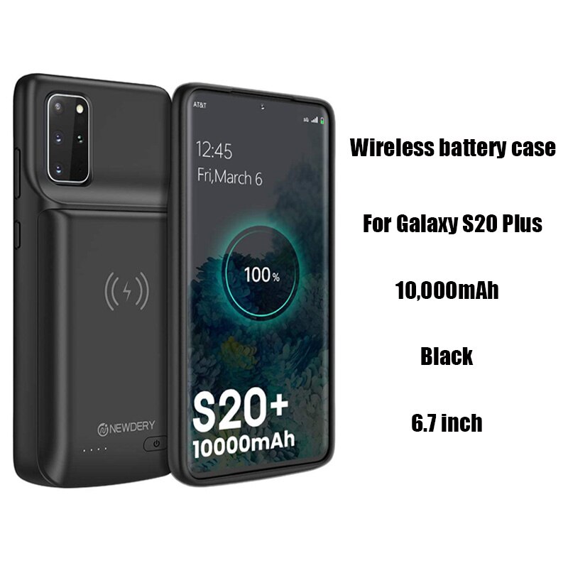 Newdery 10000Mah Batterij Case Voor Samsung Note 9 S20 Plus Qi Draadloze Power Bank Case Voor Samsung Galaxy S10 plus S20 + Zwart: S120Plus Black