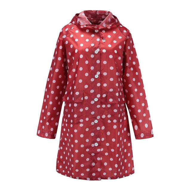 Chubasquero largo ondulado para mujer, chaqueta de lluvia Impermeable al aire libre, Poncho a prueba de viento, prendas de vestir impermeables, abrigo de lluvia: Rojo