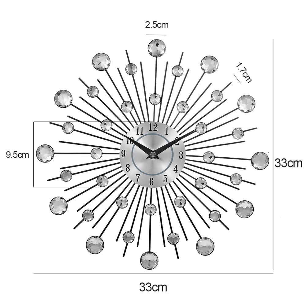 Retro Metalen Crystal Grote Wandklok Horloge Wandklok Decoratie Papier Speciale Aanbieding Woonkamer Thuis Art Decoratie 33 Cm