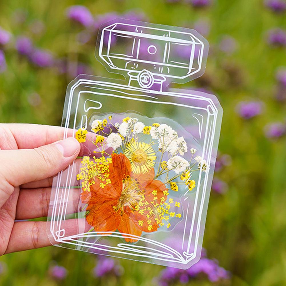 20Pcs DIY Transparent Dried Flower Bookmarks Floral Plant Clear Bookmarks Decorations Flownwing DIY Craft Bookmarks Bags Pouch