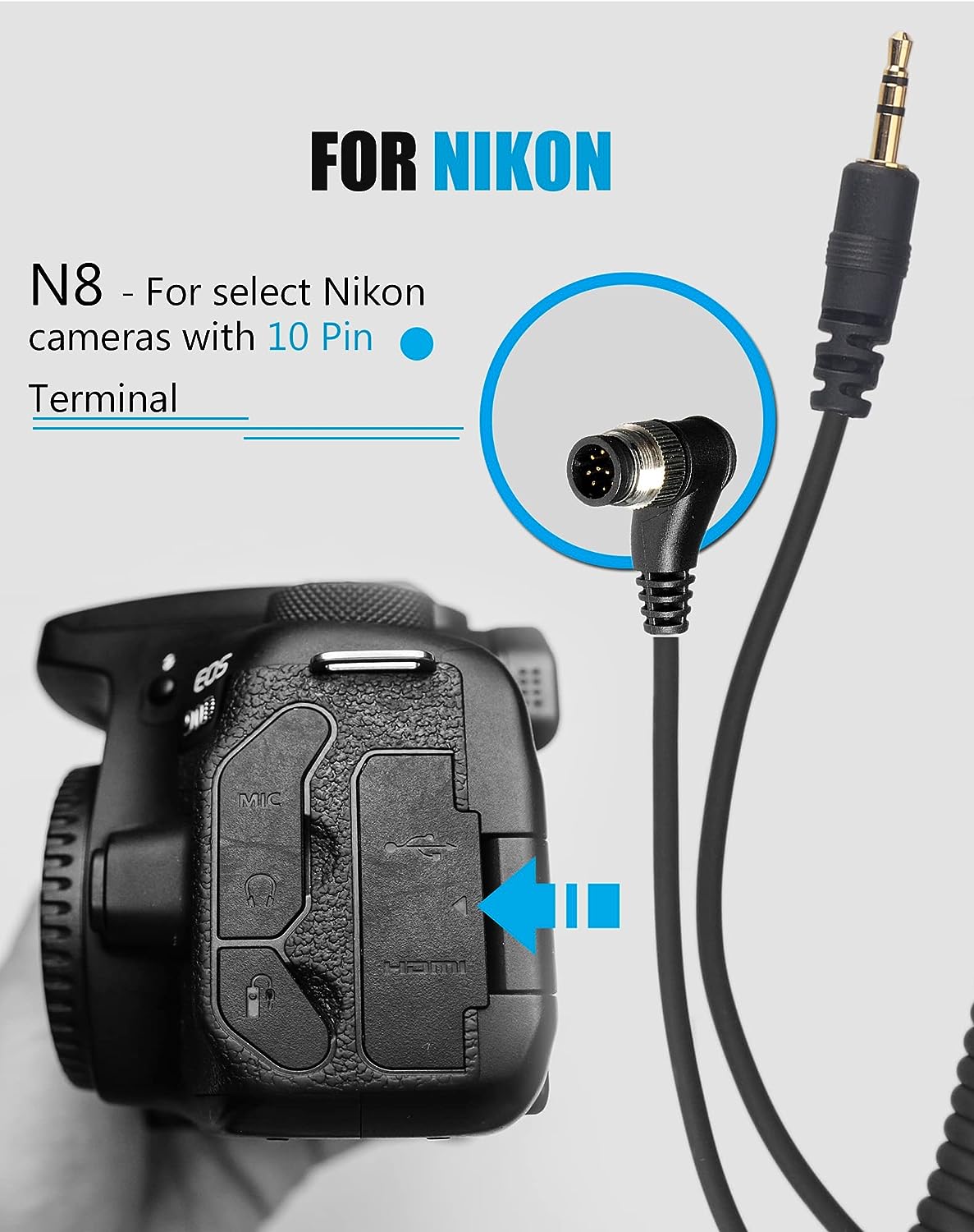 WTR-2 Zdalny wyzwalacz migawki do aparatu Nikon 10-PIN Z8 Z9 D6 D5 D4 D850 D810 D800 D700 D500 D300
