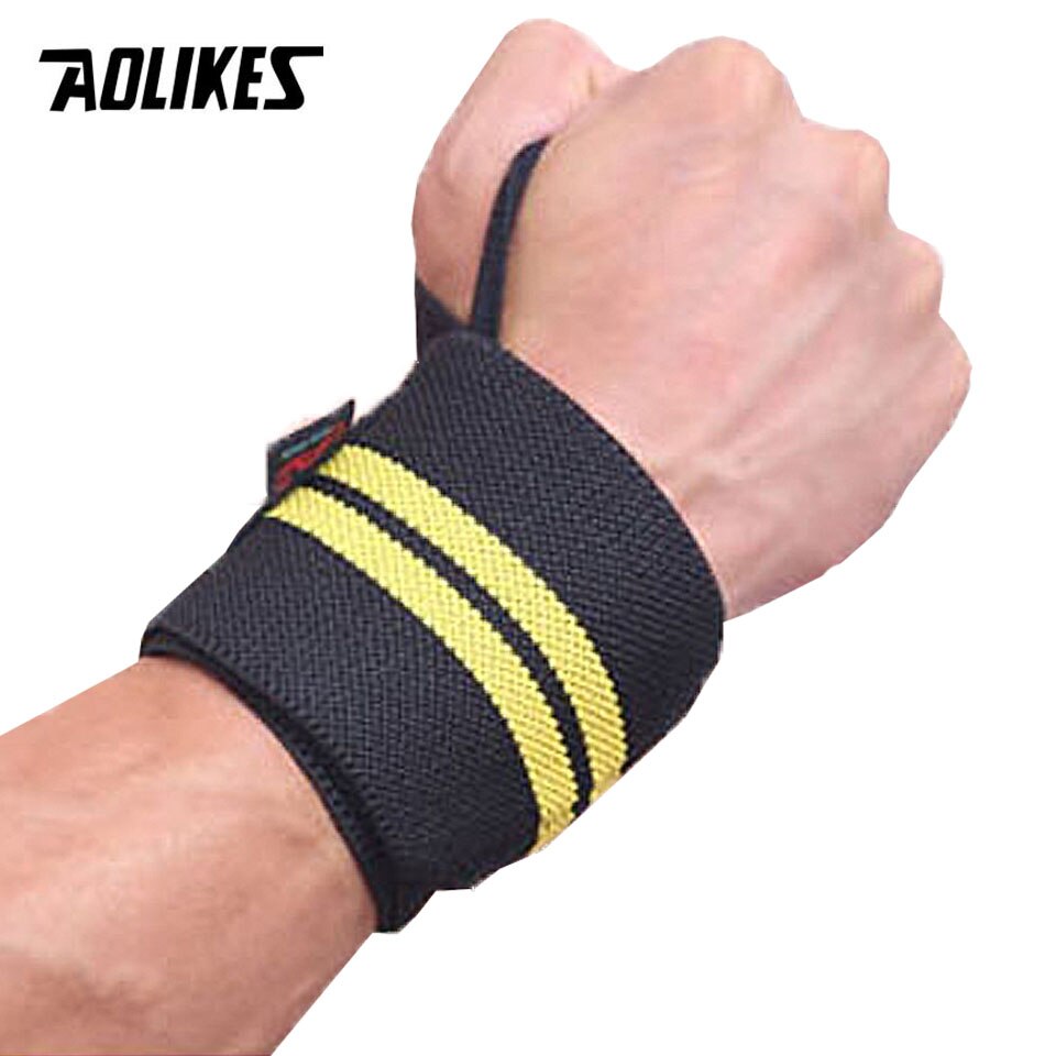 AOLIKES 1PCS Fitness Elastic Wristband Adjustable Sports Wrist Support Weight Lifting Support Band Open Wrist Rest: D-Yellow-1Pcs