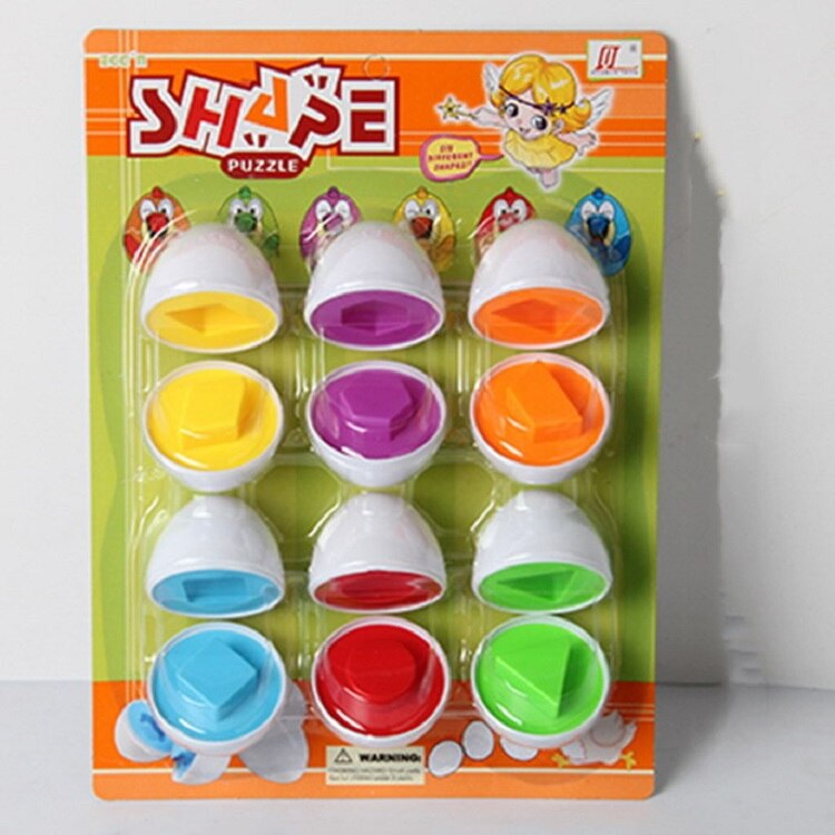 6 stk / sæt børn parring smart æg samling puslespil legetøj geometrisk & symbol form & farvetilpasning læring pædagogisk barn legetøj: Stil 1